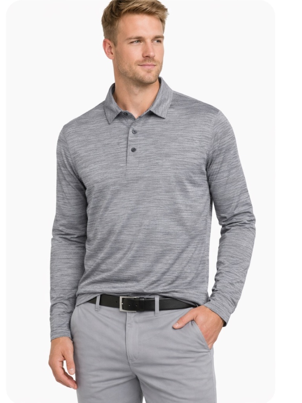 Walter Hagen DSG Polo Shirt 11 Majors Heather Grey Long Sleeve Golf XXL NWOT